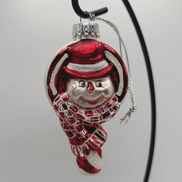 Department 56 Frosty Snowman Peppermint Candycane Blown Glass Christmas Ornament - Picture 1 of 5